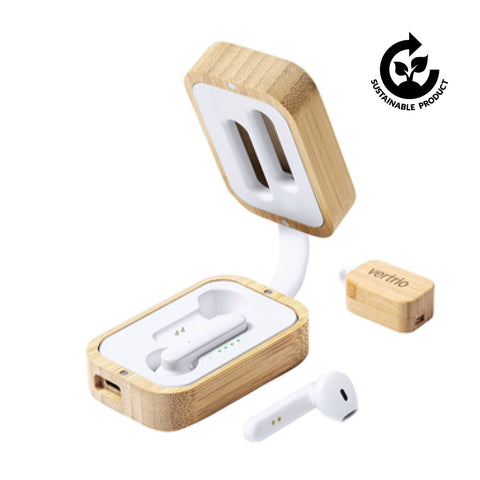 Earphones in Bamboo Box