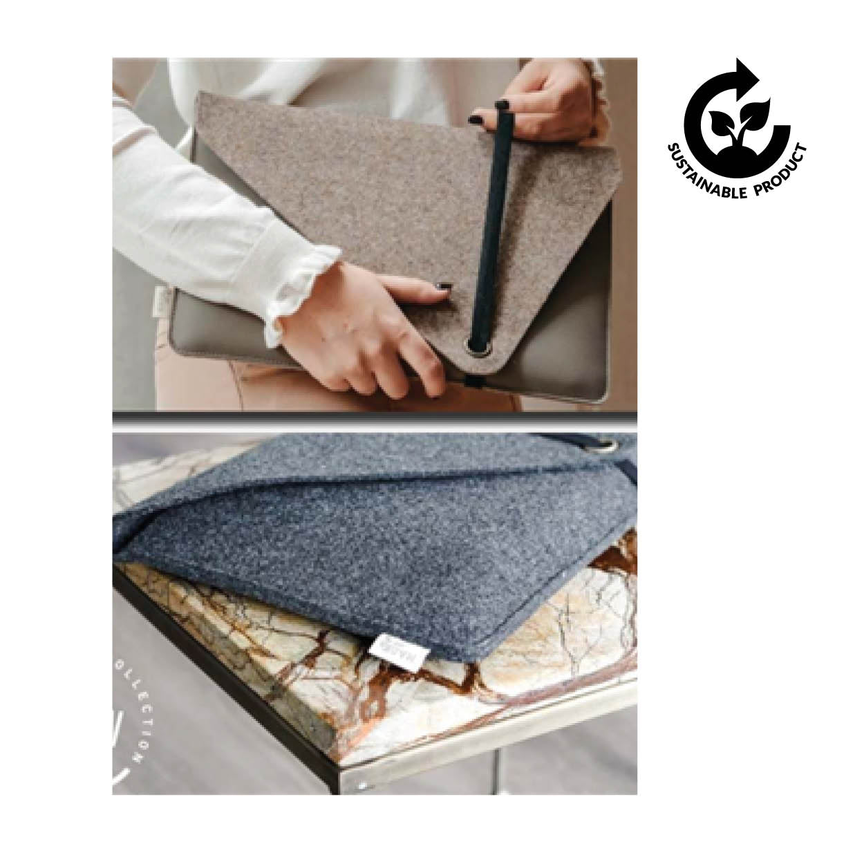 Laptop Sleeve made from Recycled Felt and Apple Leather