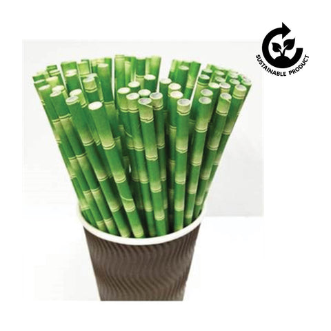 Set Paper Straw with Bamboo Printing