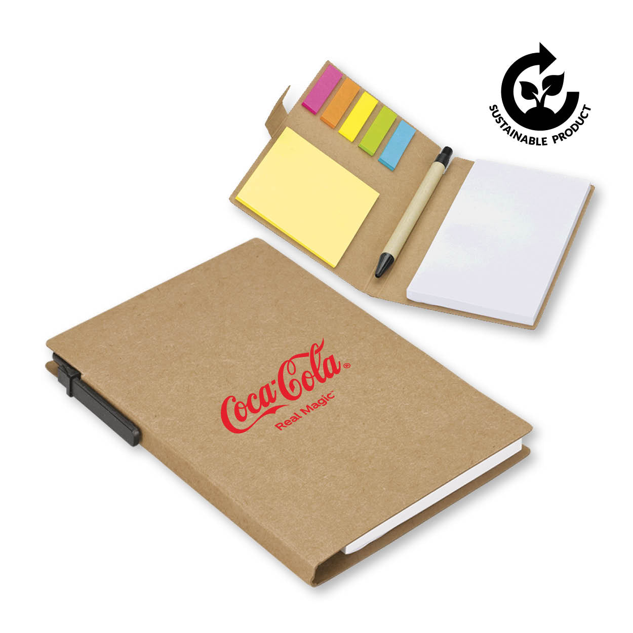 Recycled Notebook with Pen and Flags