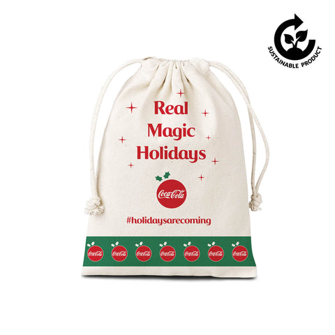 Festive Cotton Midi Drawstring Pouch