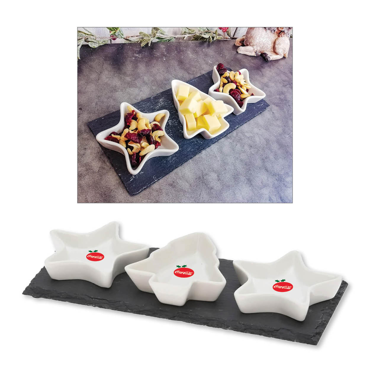 Festive Ceramic Tree & Star Shape Snack Bowl