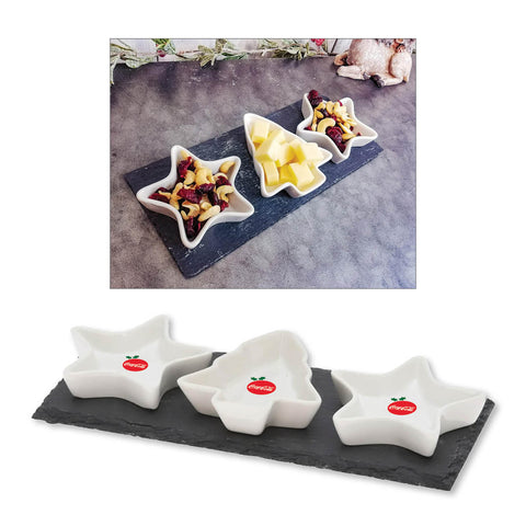 Festive Ceramic Tree & Star Shape Snack Bowl