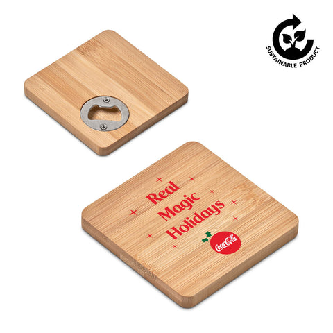 Festive Drifter Bamboo Bottle Opener Coaster