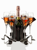 Bottle Tray with Glasses