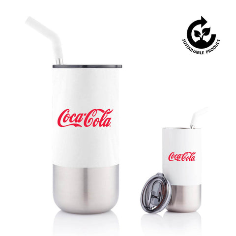 BORCULO - CHANGE Collection Insulated Tumbler with Reusable Straw - White