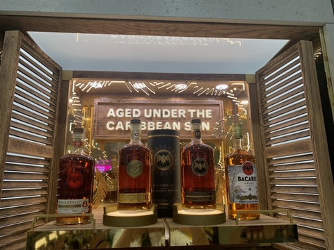 Elegant Premium Counter Display with LED and Wood Elements - Bacardi