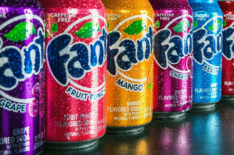 Fanta flavor Display With Cans Movements