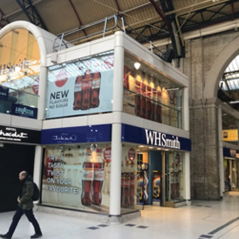 Window Graphics in WH Smiths, Victoria Train Station, London