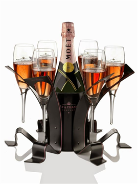 Bottle Tray with Glasses