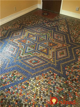 Mosaic Floor Made With Caps