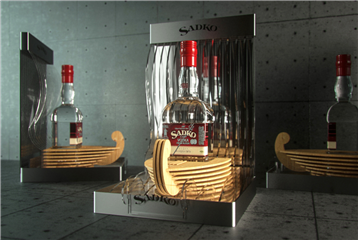 Premium Wood, Metal and Glass Bottle Presenter