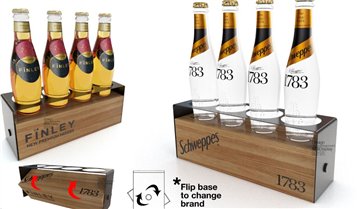 Bottle Display with Flip Base to Change the Branding