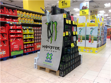 Monster Cardboard Pallet Display with 3D Skateboarder